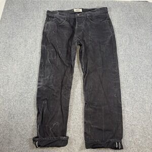 Naked & Famous Jeans Mens 38x30 Black Weird Guy Selvedge Straight‎ Leg Marbling